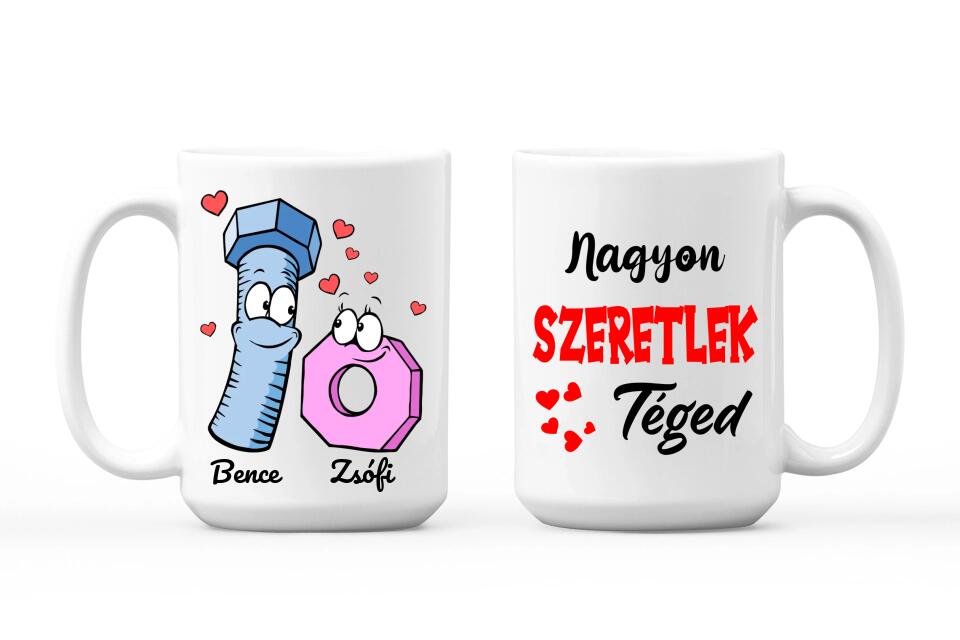 Egyedi bögre pároknak - Csavar és csavaranya