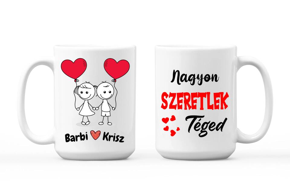 Egyedi bögre pároknak - szerelmes pálcikaemberek