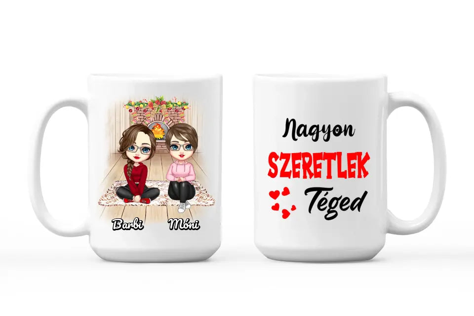 Egyedi karácsony bögre lány pároknak - Chibi pár
