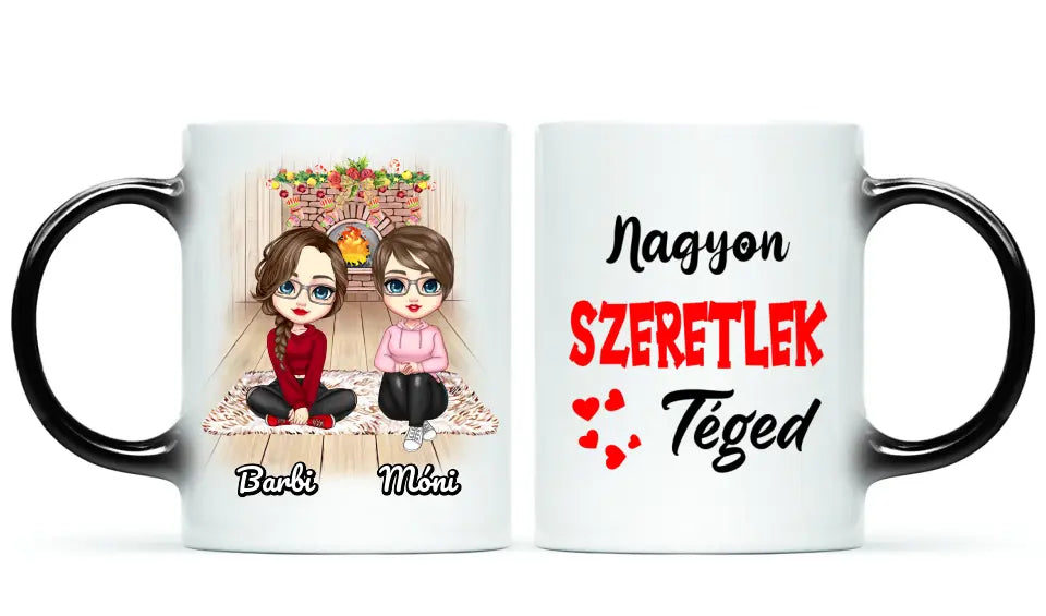 Egyedi karácsony bögre lány pároknak - Chibi pár