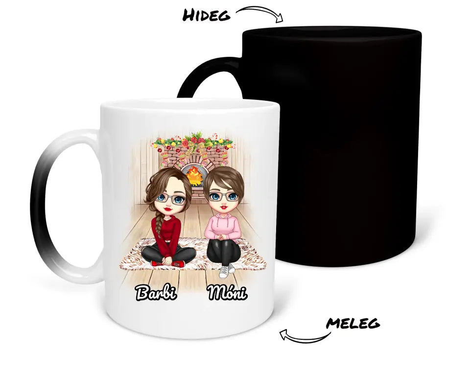 Egyedi karácsony bögre lány pároknak - Chibi pár