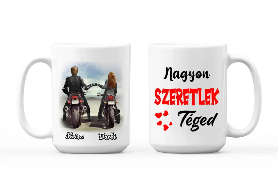 Egyedi bögre pároknak - Motoros pár