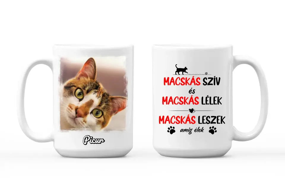 Egyedi bögre macska gazdiknak, saját fotóval