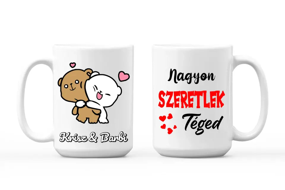 Egyedi bögre pároknak - Milk & Mocha macipár