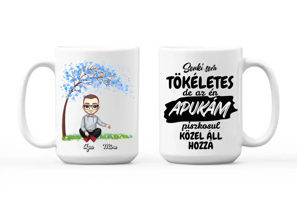Egyedi bögre apáknak, akár 3 gyerekkel a fa alatt