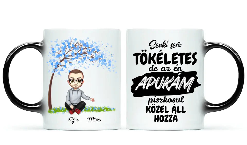 Egyedi bögre apáknak, akár 3 gyerekkel a fa alatt