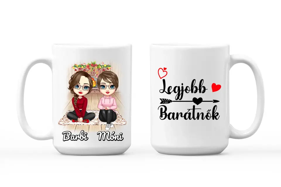 Egyedi karácsonyi bögre barátnőknek, akár 4 barátnővel