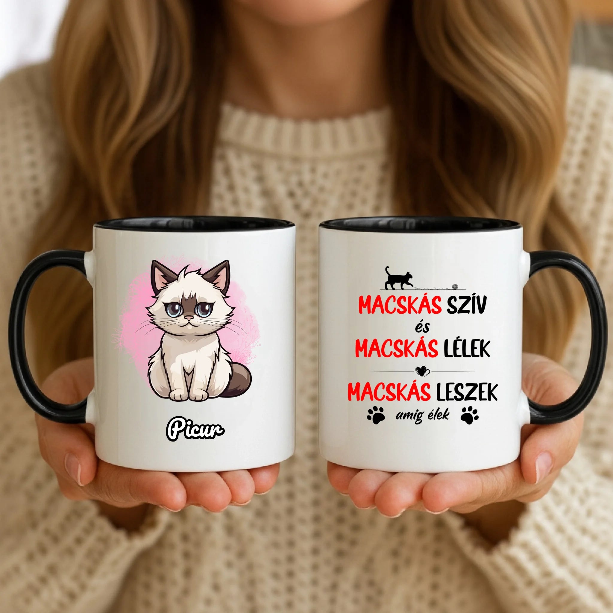11oz Mug Mockup - Black Handle