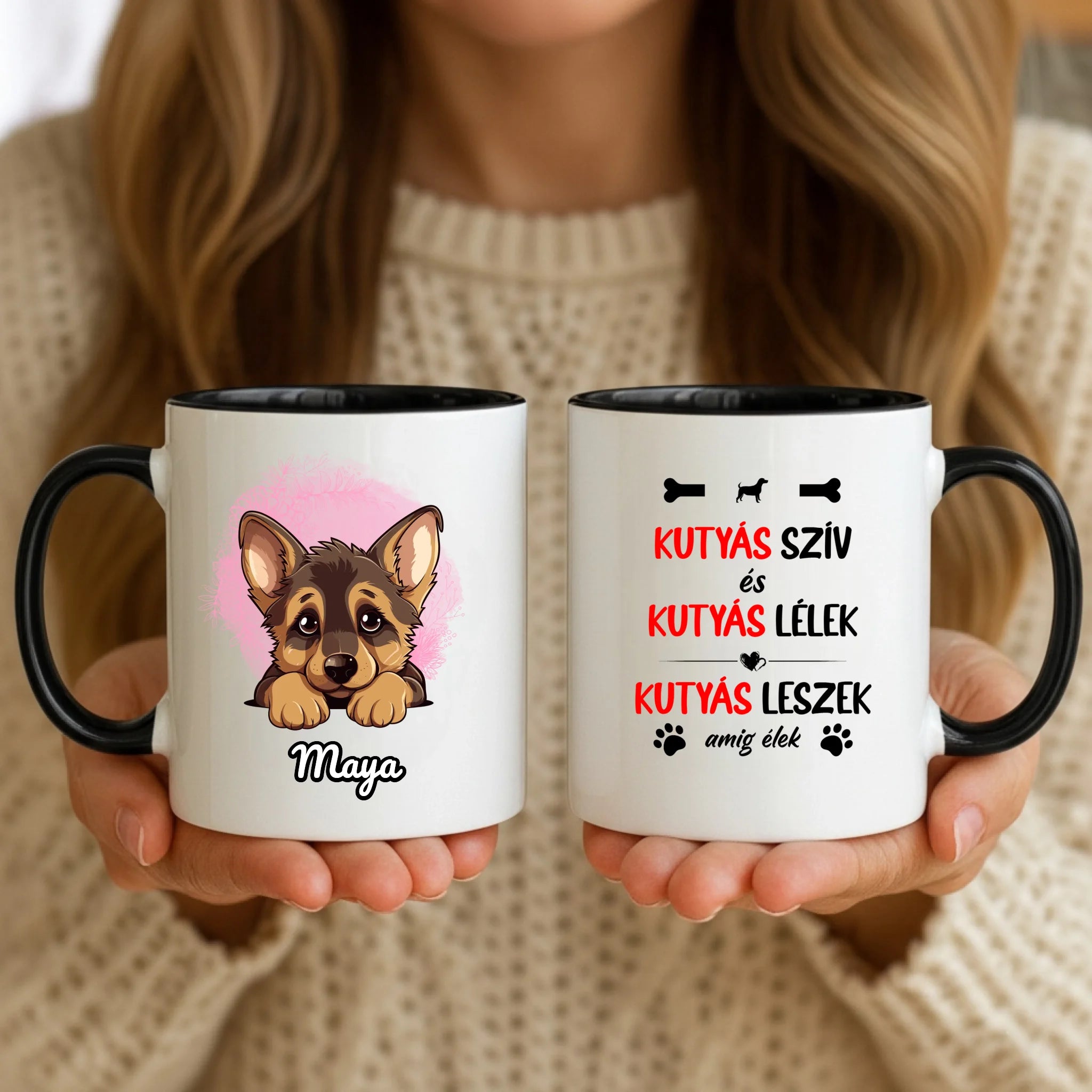 11oz Mug Mockup - Black Handle