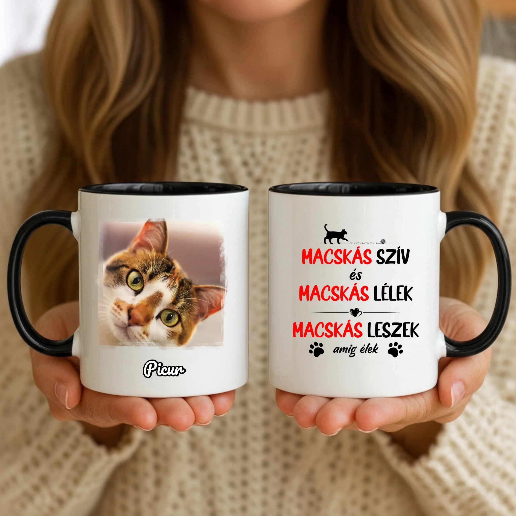 11oz Mug Mockup - Black Handle