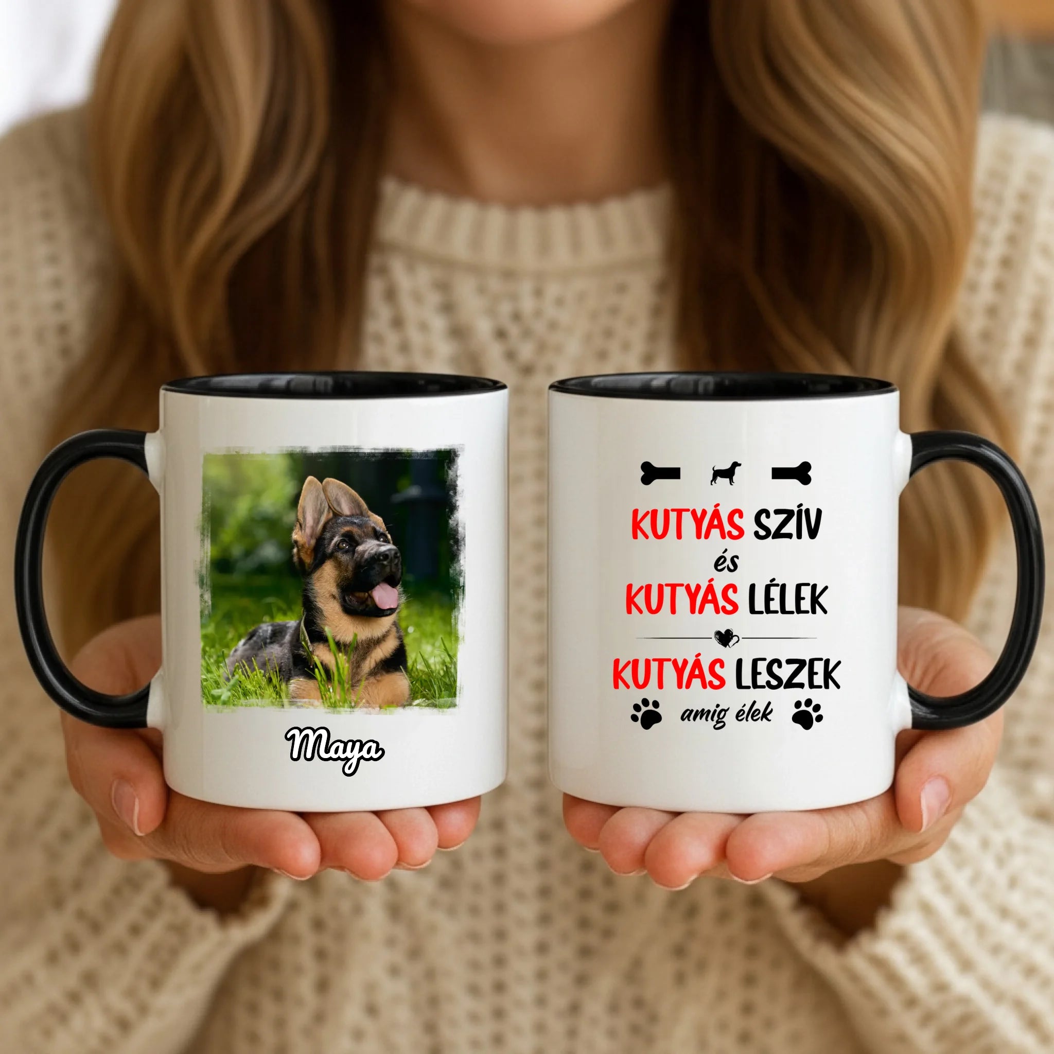 11oz Mug Mockup - Black Handle